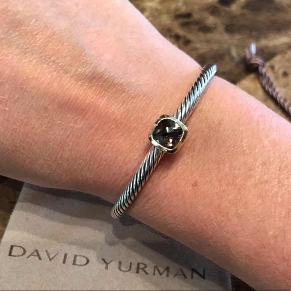 David Yurman 18K Gold Smoky Quartz Cable Bracelet - Picture 3 of 8